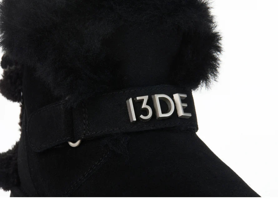 13DE MARZO Bear Plush Snow Boots Black