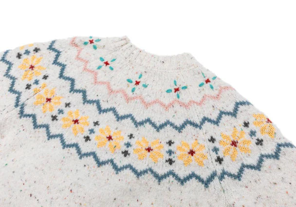 13DE MARZO Fair Isle Bear Knit Sweater