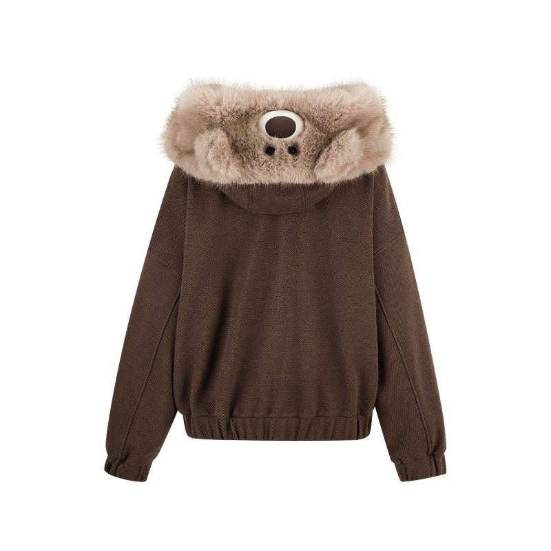 13DE MARZO Doozoo Zipper Hoodie Brown