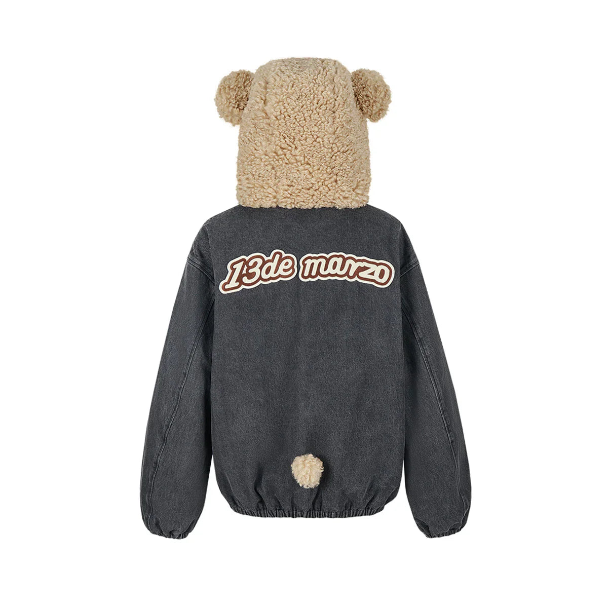 13DE MARZO BEAR SET PADDED HOODIE BLACK