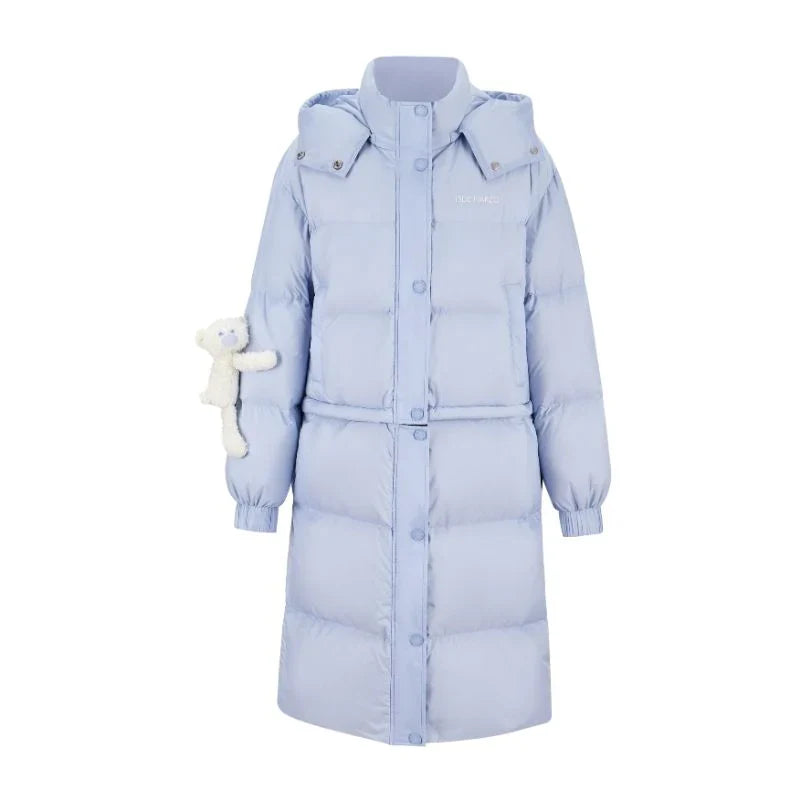 13DE MARZO Base Bear Long Down Jacket Blue