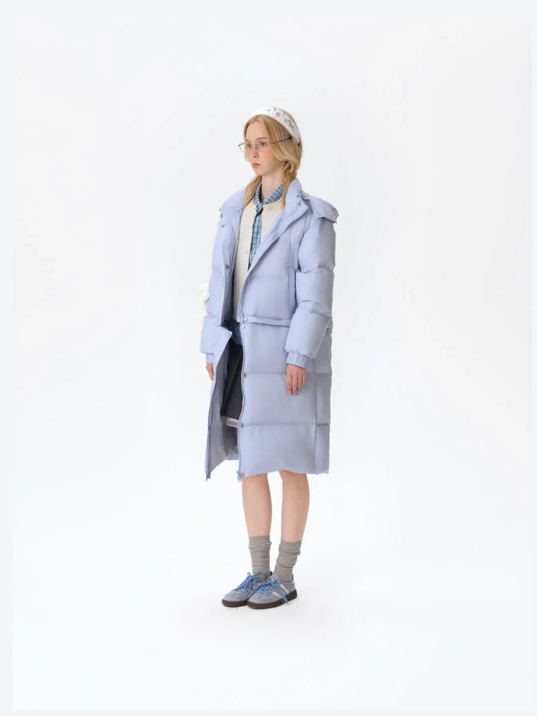 13DE MARZO Base Bear Long Down Jacket Blue