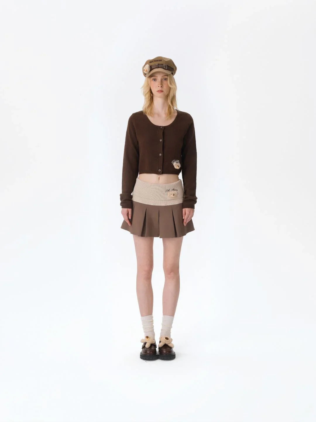 13DE MARZO Bear Head Upper Skirt Brown