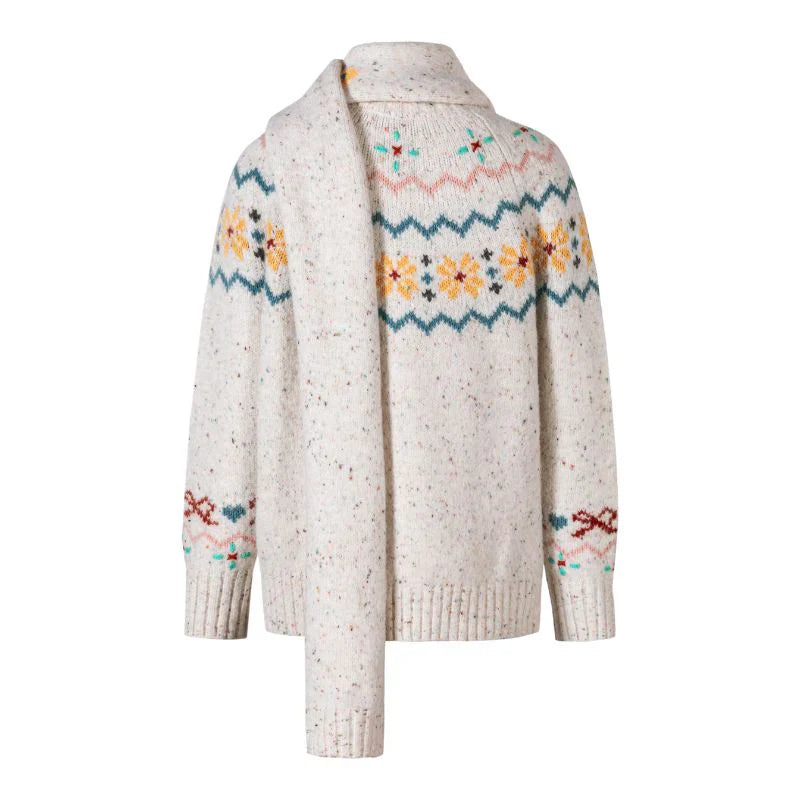 13DE MARZO Fair Isle Bear Knit Sweater