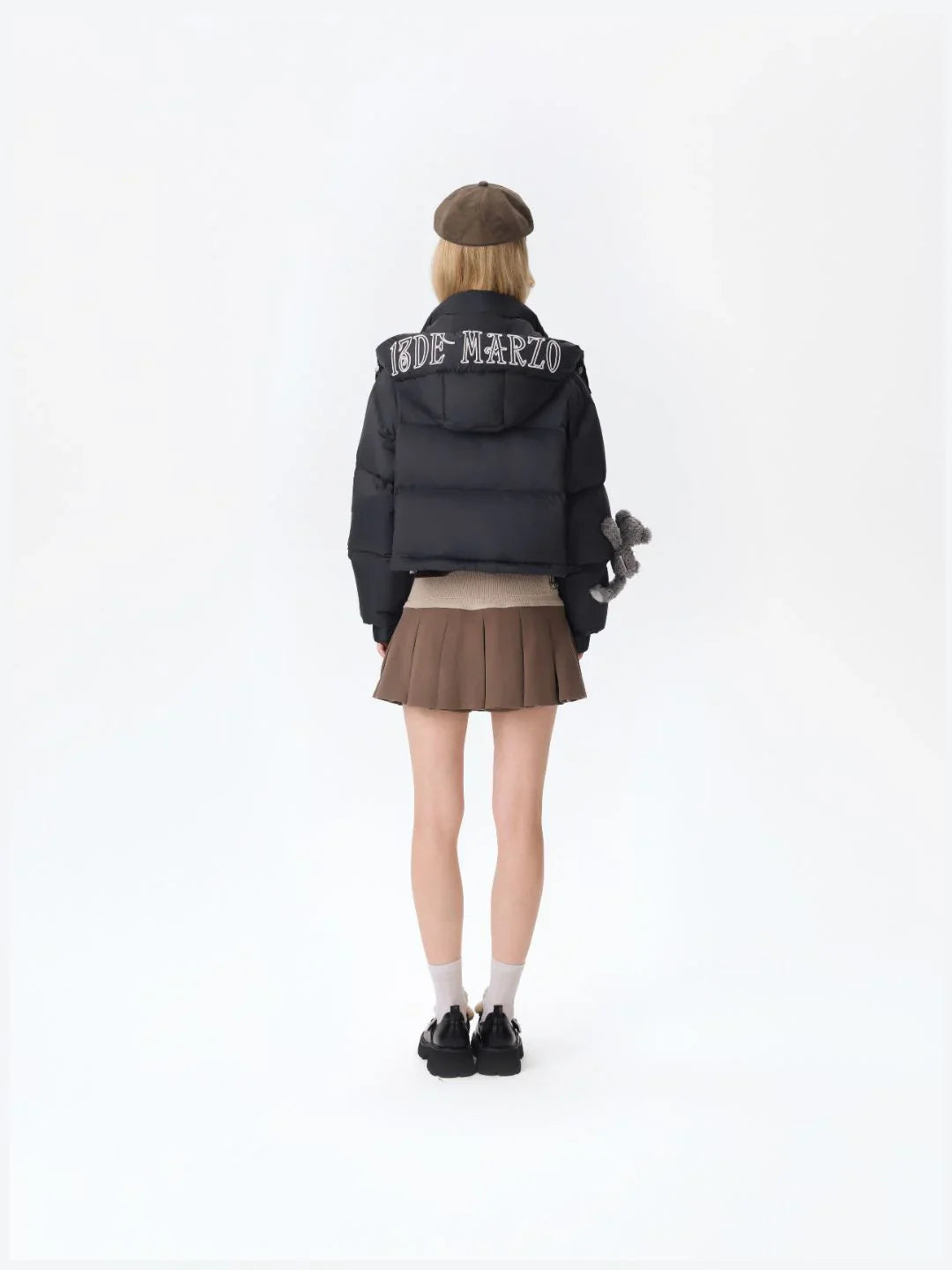 13DE MARZO Base Bear Long Down Jacket Black