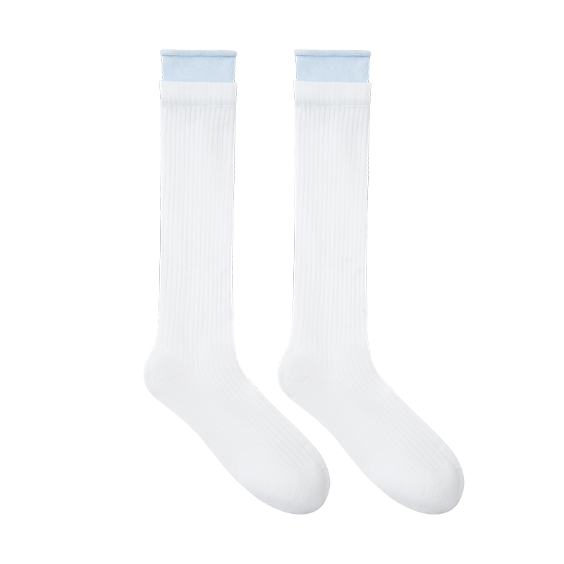 13DE MARZO Double-Layer Contrast Crew Socks White