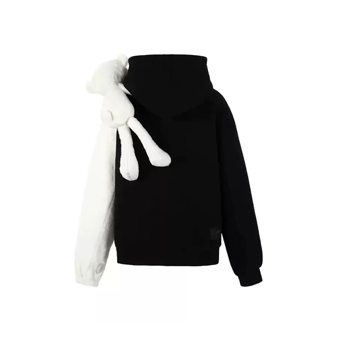 13DE MARZO PLUSH BEAR COLOR BLOCKED RAGLAN HOODIE BLACK