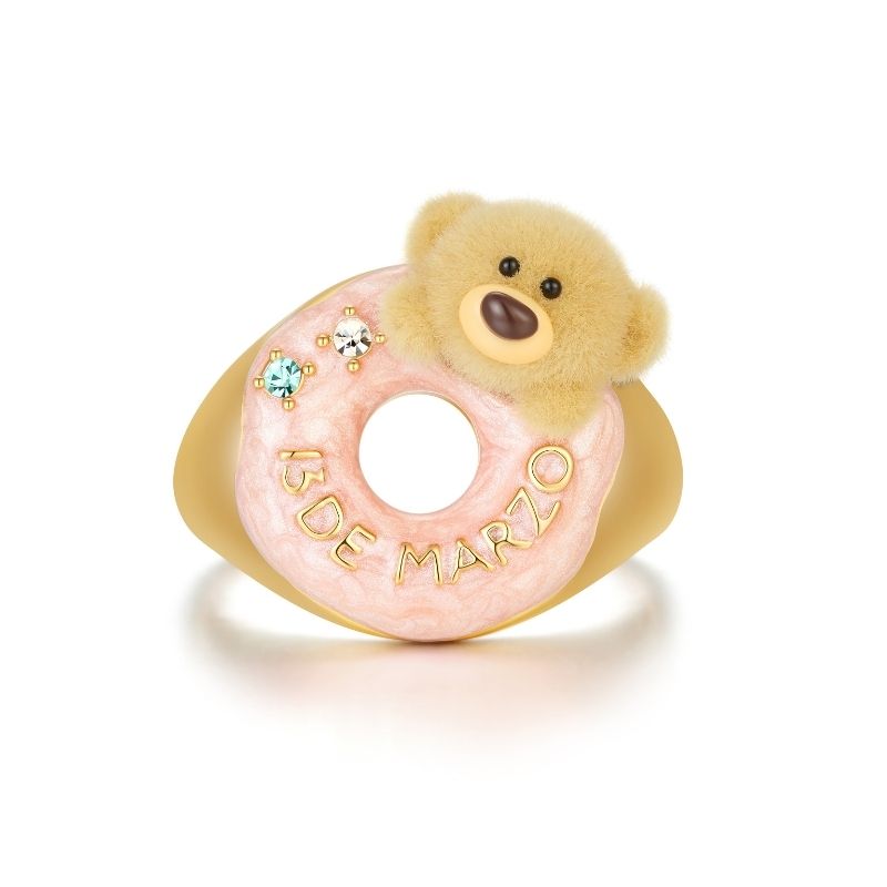 13DE MARZO Donut Bear Ring Golden