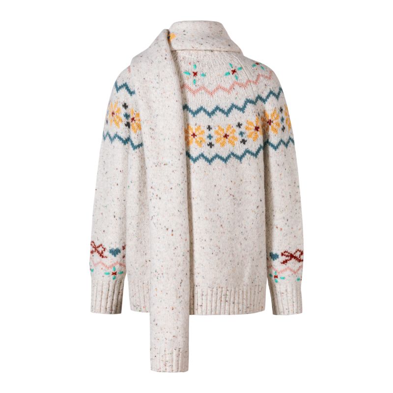 13DE MARZO Fair Isle Bear Knit Sweater