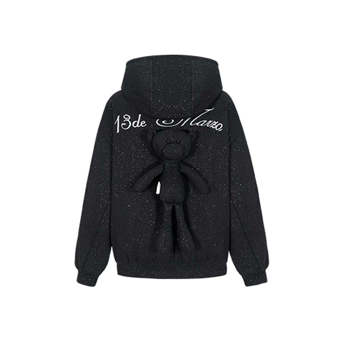 13DE MARZO STAR SAND ZIP UP CASUAL HOODIE BLACK