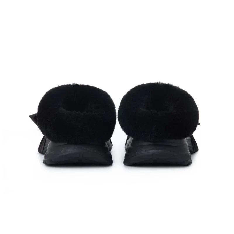 13DE MARZO Bear Fuzzy Snow Slippers Black