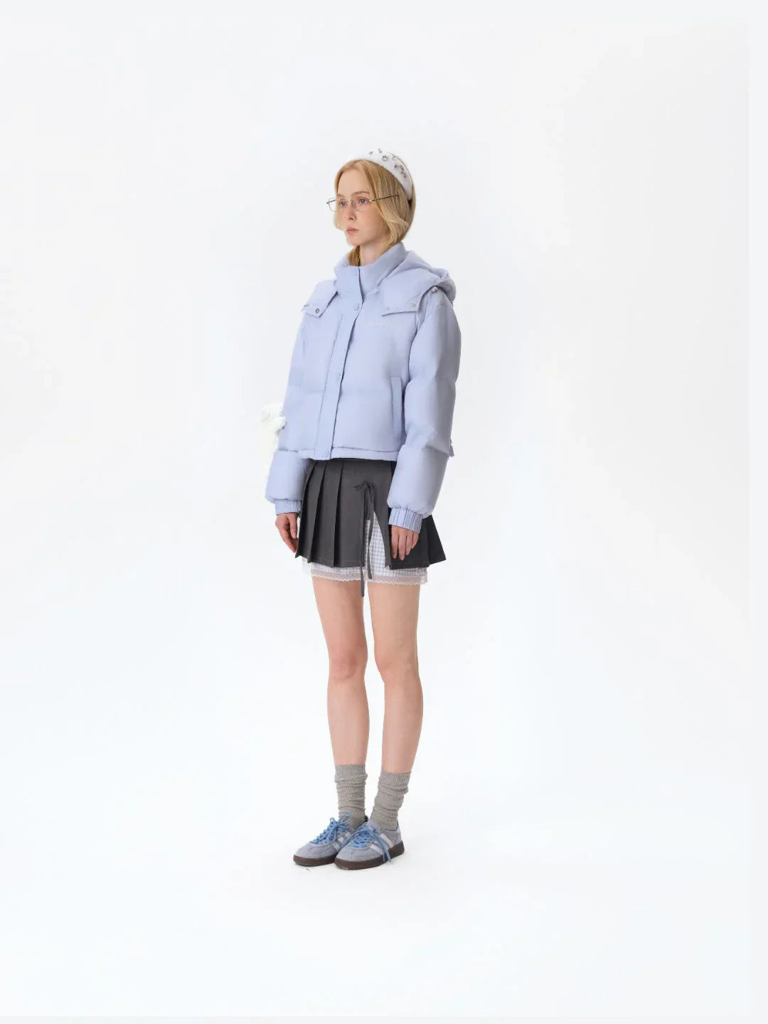 13DE MARZO Base Bear Long Down Jacket Blue