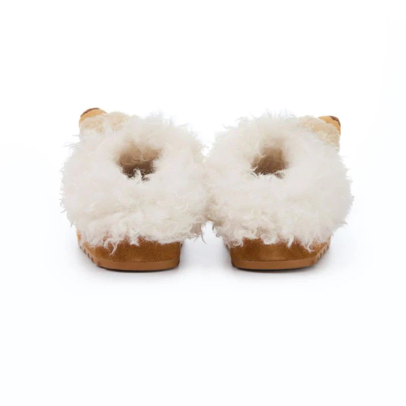 13DE MARZO Logo Fuzzy Snow Slippers Khaki