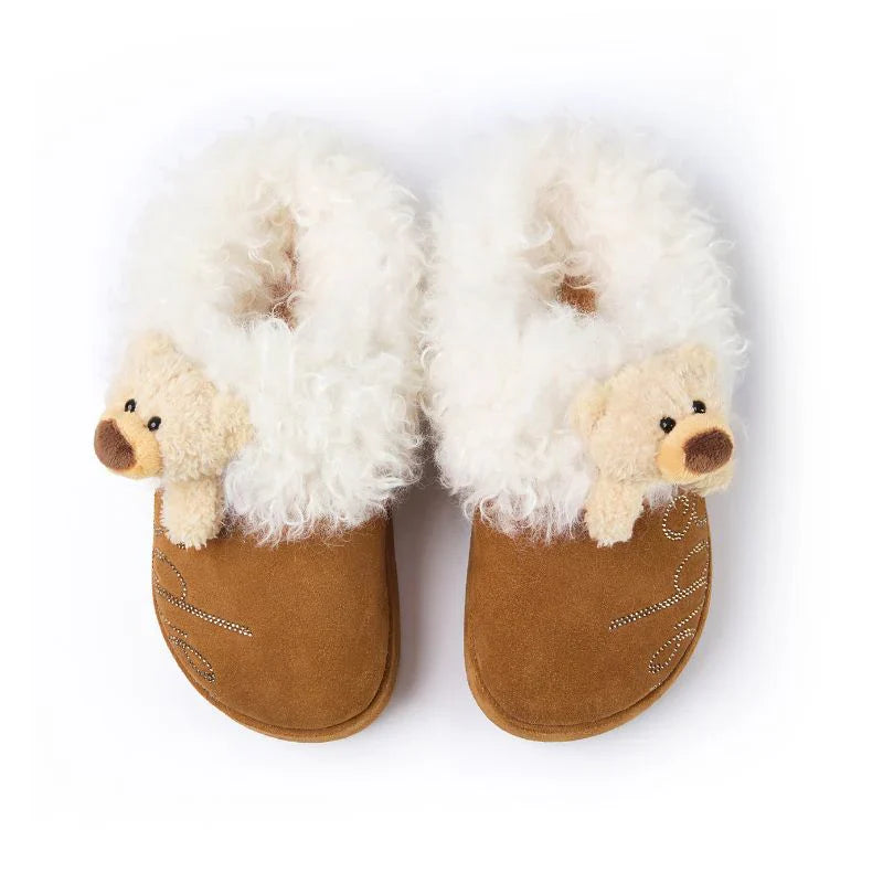 13DE MARZO Logo Fuzzy Snow Slippers Khaki
