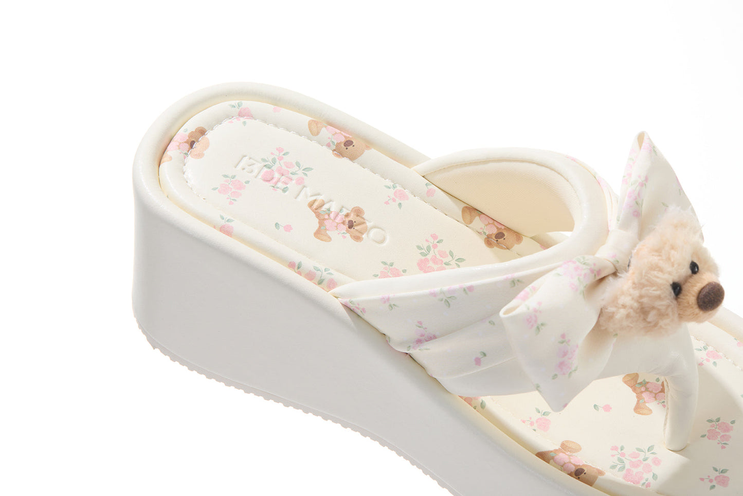 13DE MARZO Floral-print Wedge Sandals Pink