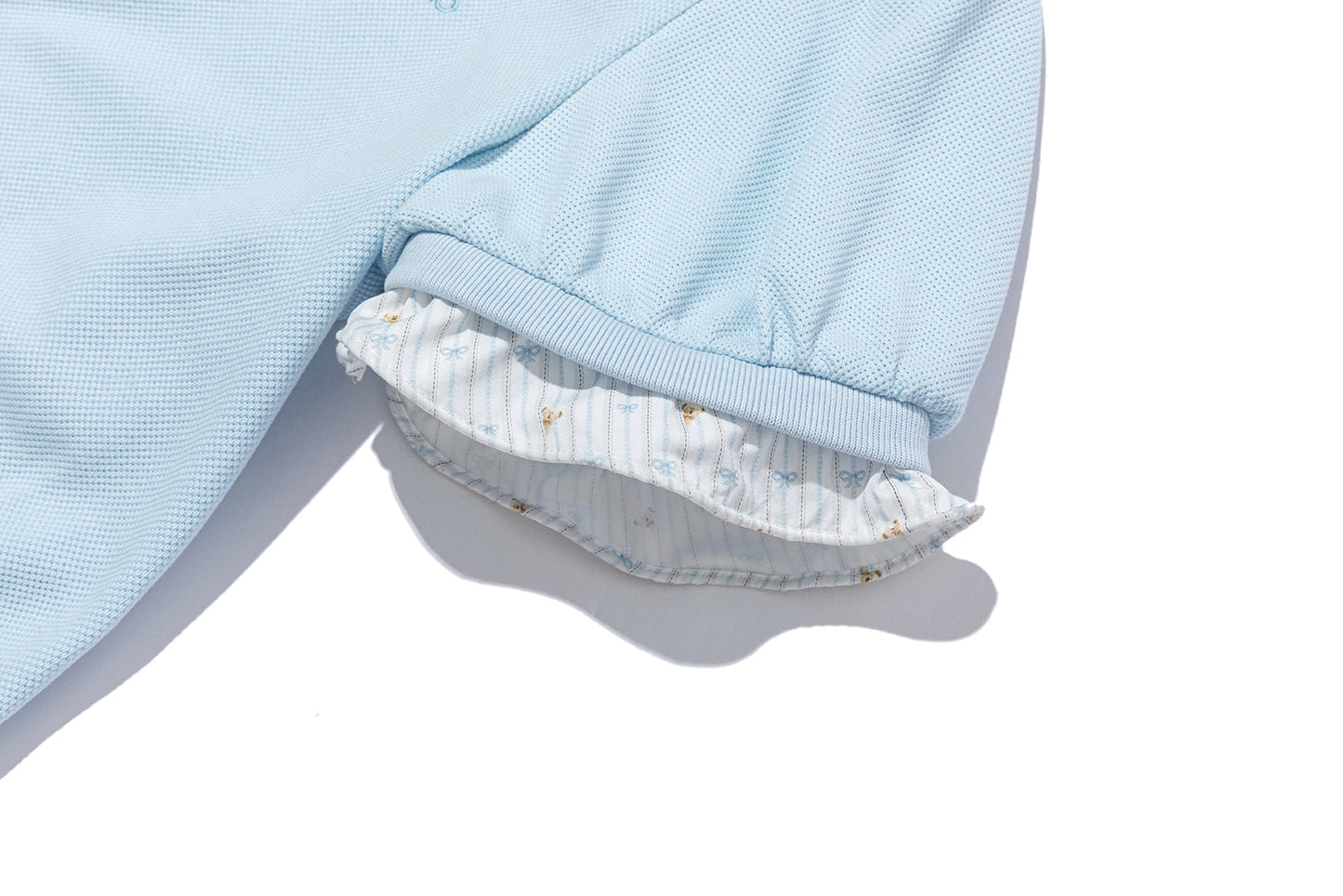 13DE MARZO Smocked Puff Sleeve Polo Style T-shirt