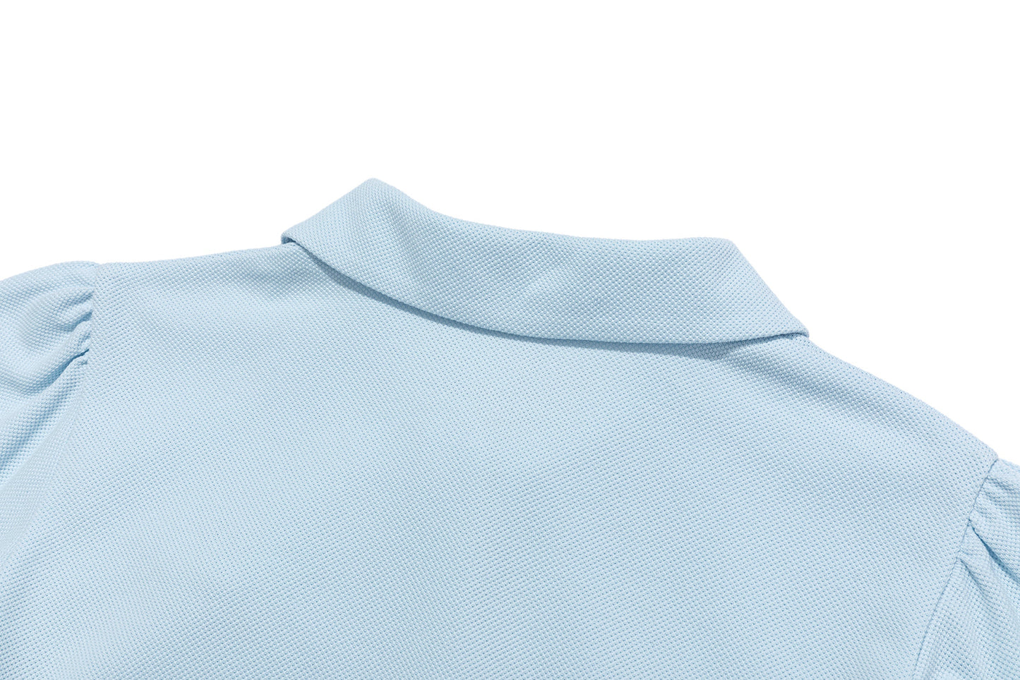 13DE MARZO Smocked Puff Sleeve Polo Style T-shirt