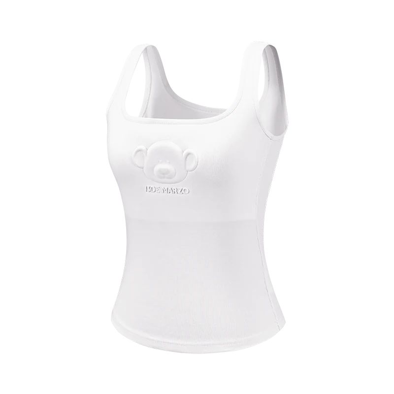 13DE MARZO Bear Logo Tank Top White