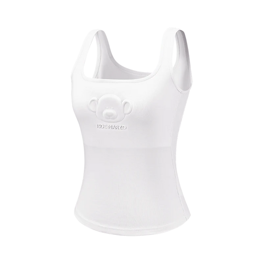 13DE MARZO Bear Logo Tank Top White