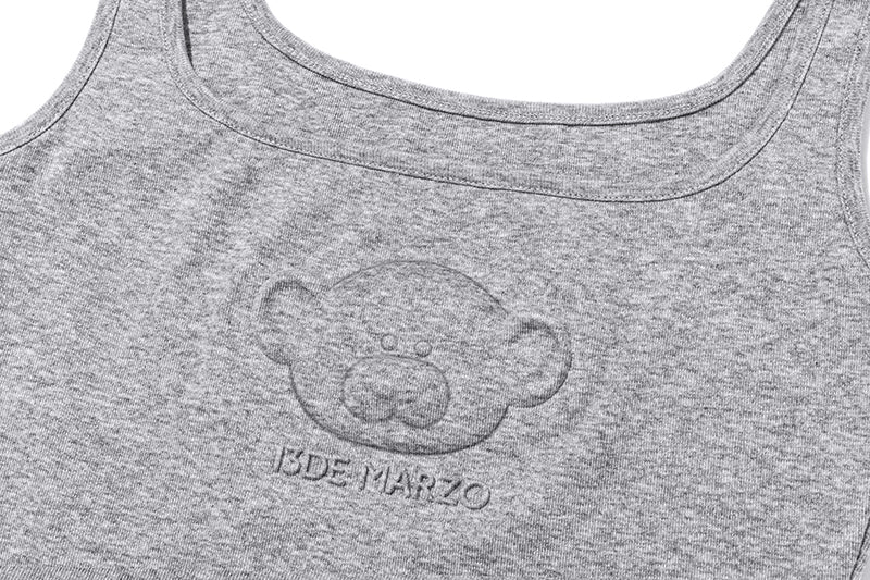 13DE MARZO Bear Logo Tank Top Dark Grey