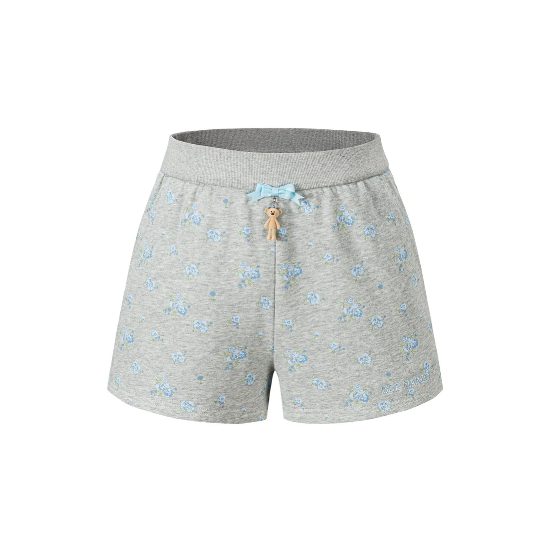 13DE MARZO Floral Print Sweatpants Shorts Grey