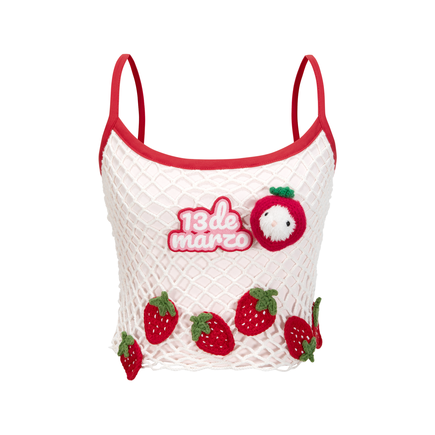 13DE MARZO Fruit Net Stripe Vest Red