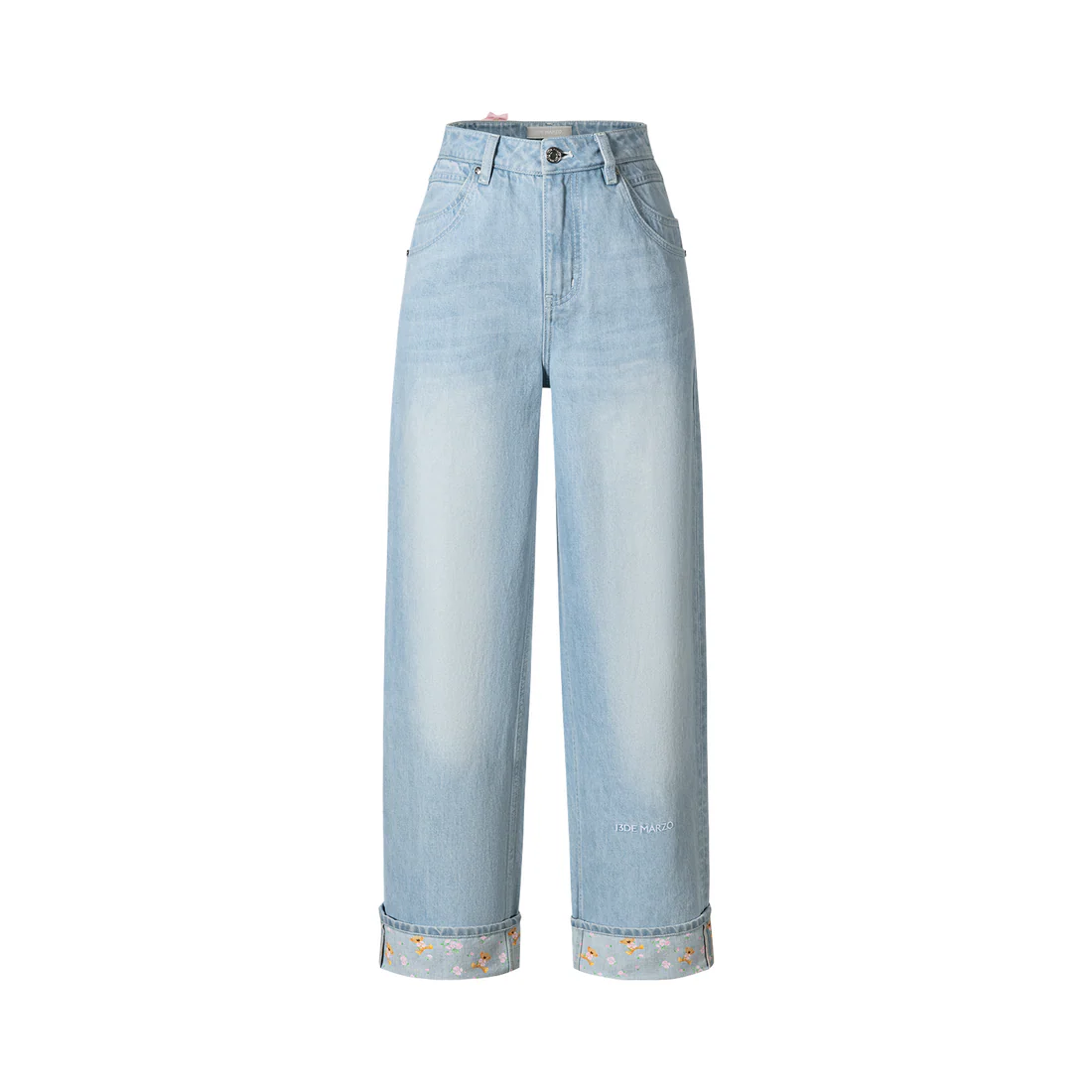 13DE MARZO Cuffed Wide-Leg Jeans Blue