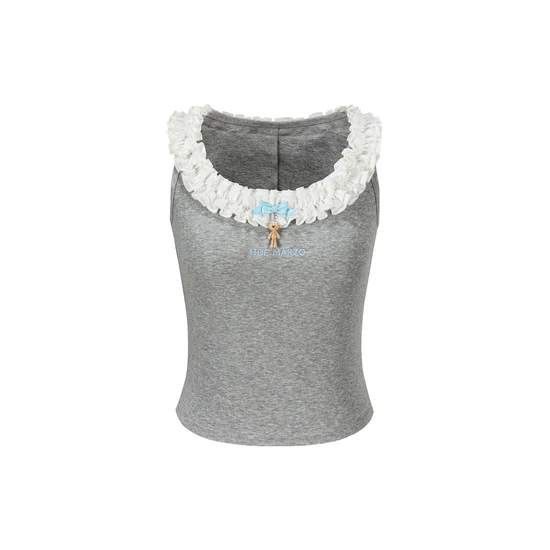 13DE MARZO Ruffle Collar Camisole Grey