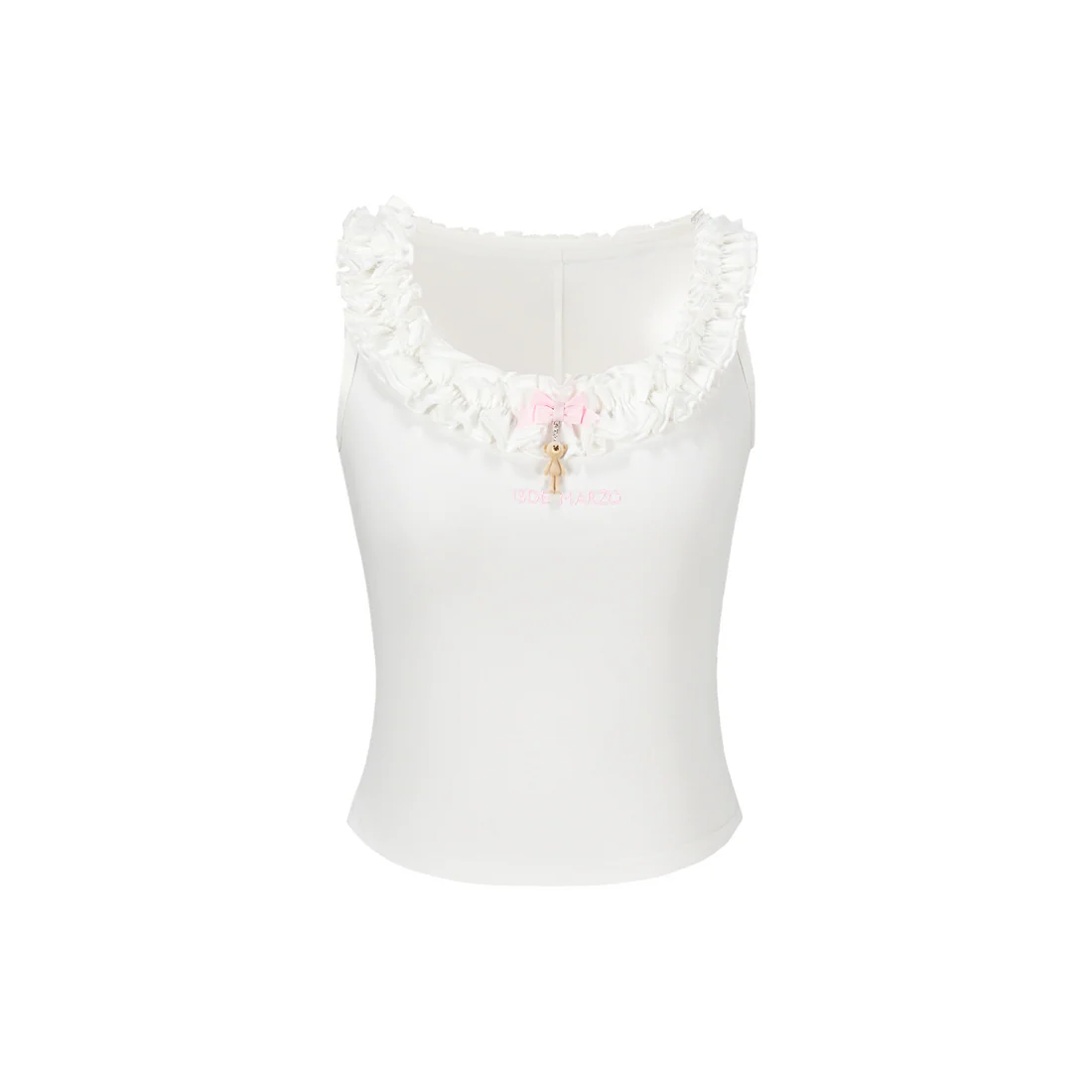 13DE MARZO Ruffle Collar Camisole White
