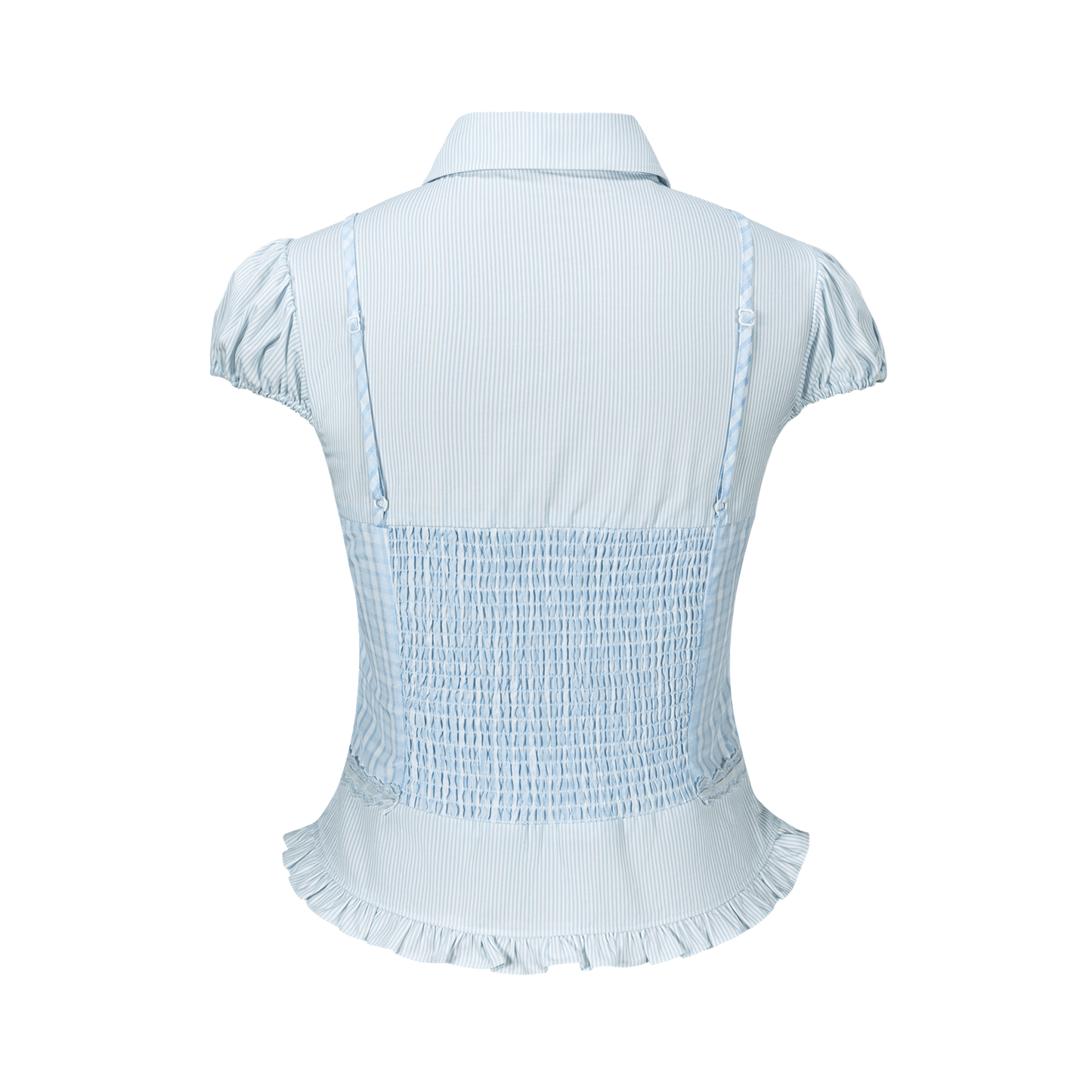 13DE MARZO Sleeveless Top with Puff Sleeve Shirt Blue