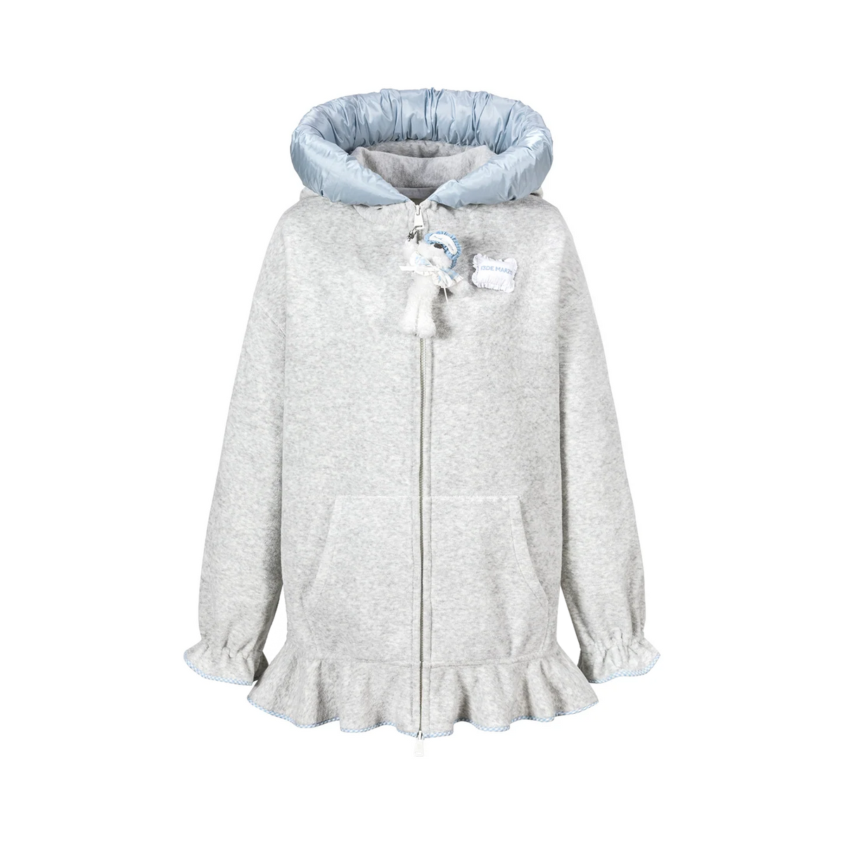 13DE MARZO Nighty Night Bear Lace Hoodie Grey