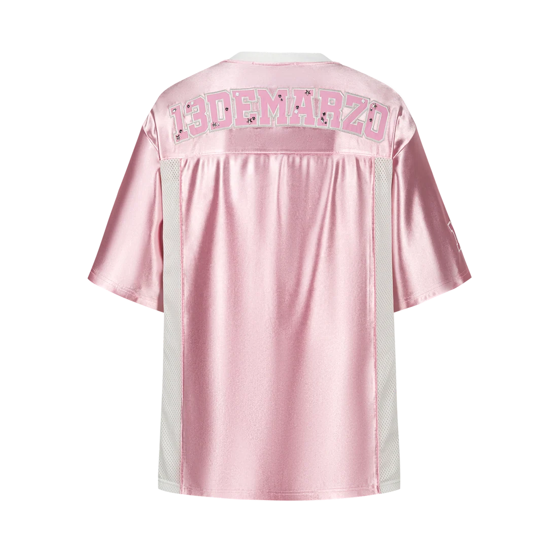 13DE MARZO Bear Cheerleader Satin Jersey T-shirt Pink