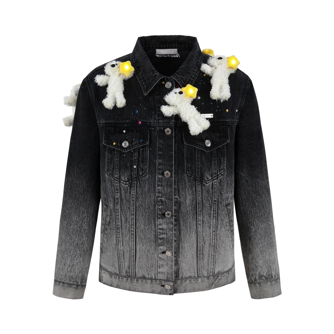 13DE MARZO Lumi Star Bear Denim Jacket Black