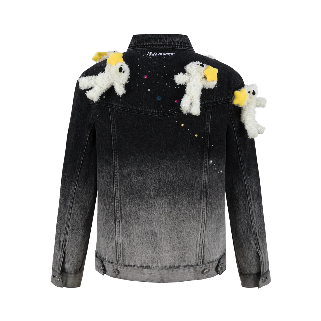 13DE MARZO Lumi Star Bear Denim Jacket Black