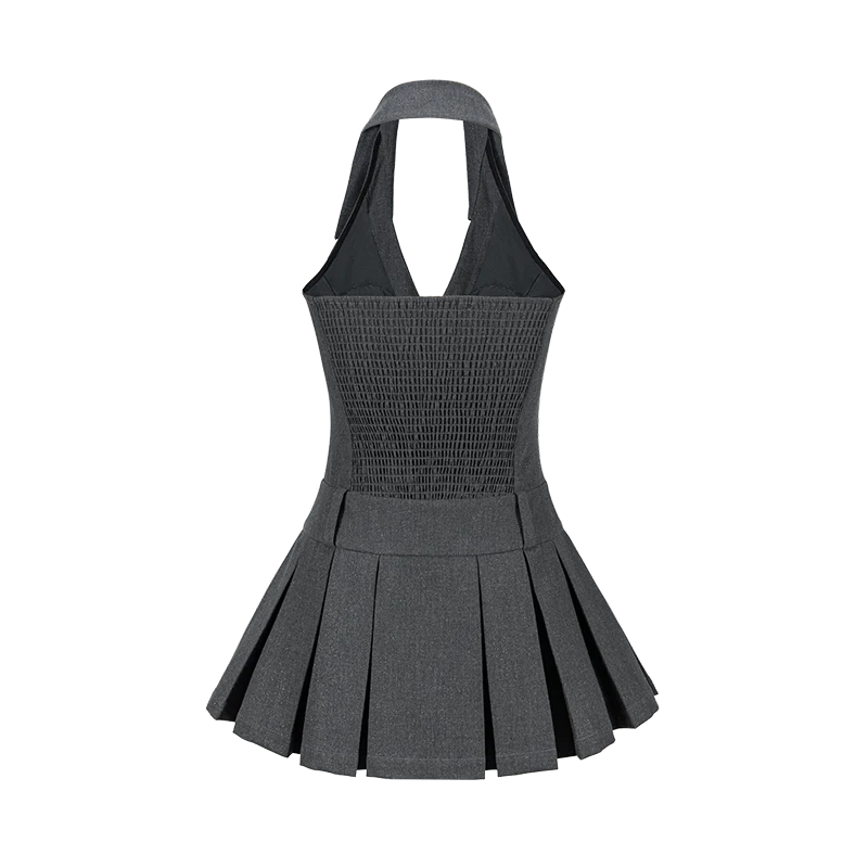 13DE MARZO Halter Neck Blazer Dress Grey