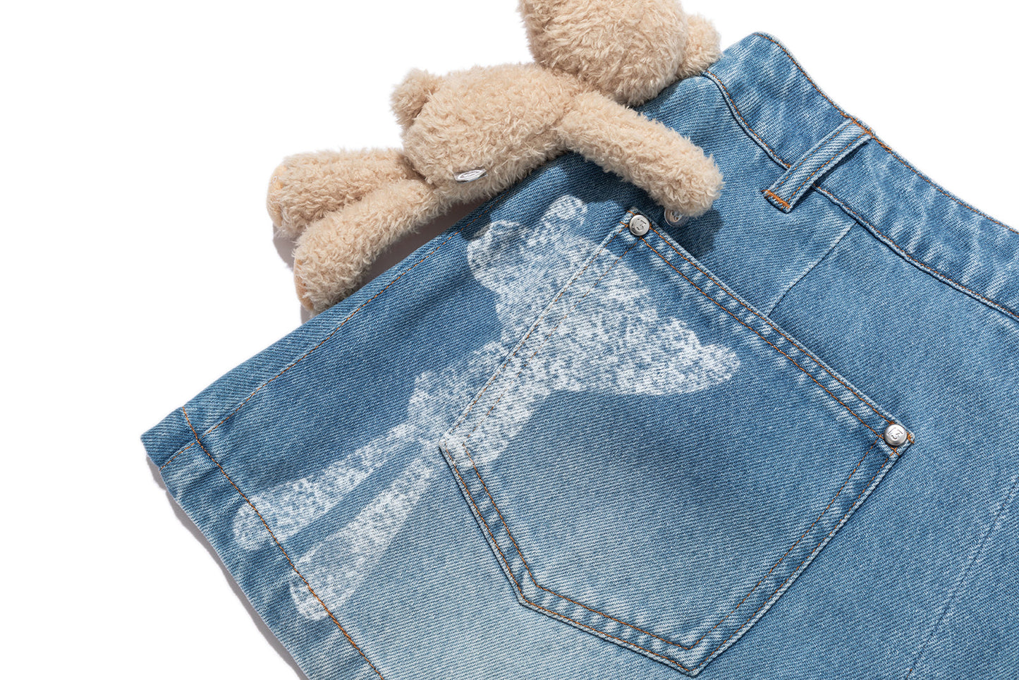13DE MARZO Misposition Printing Denim Dress Blue