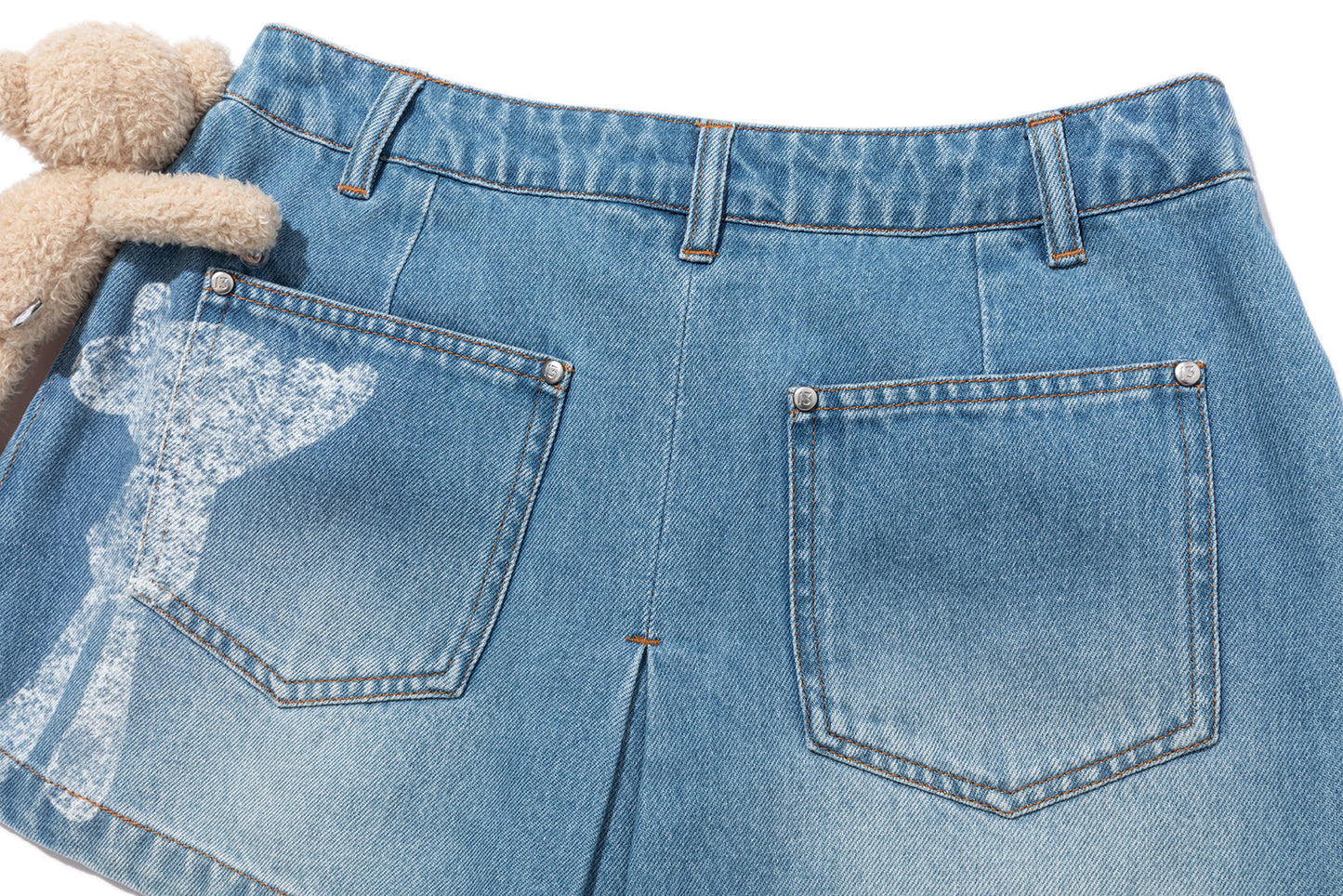 13DE MARZO Misposition Printing Denim Dress Blue