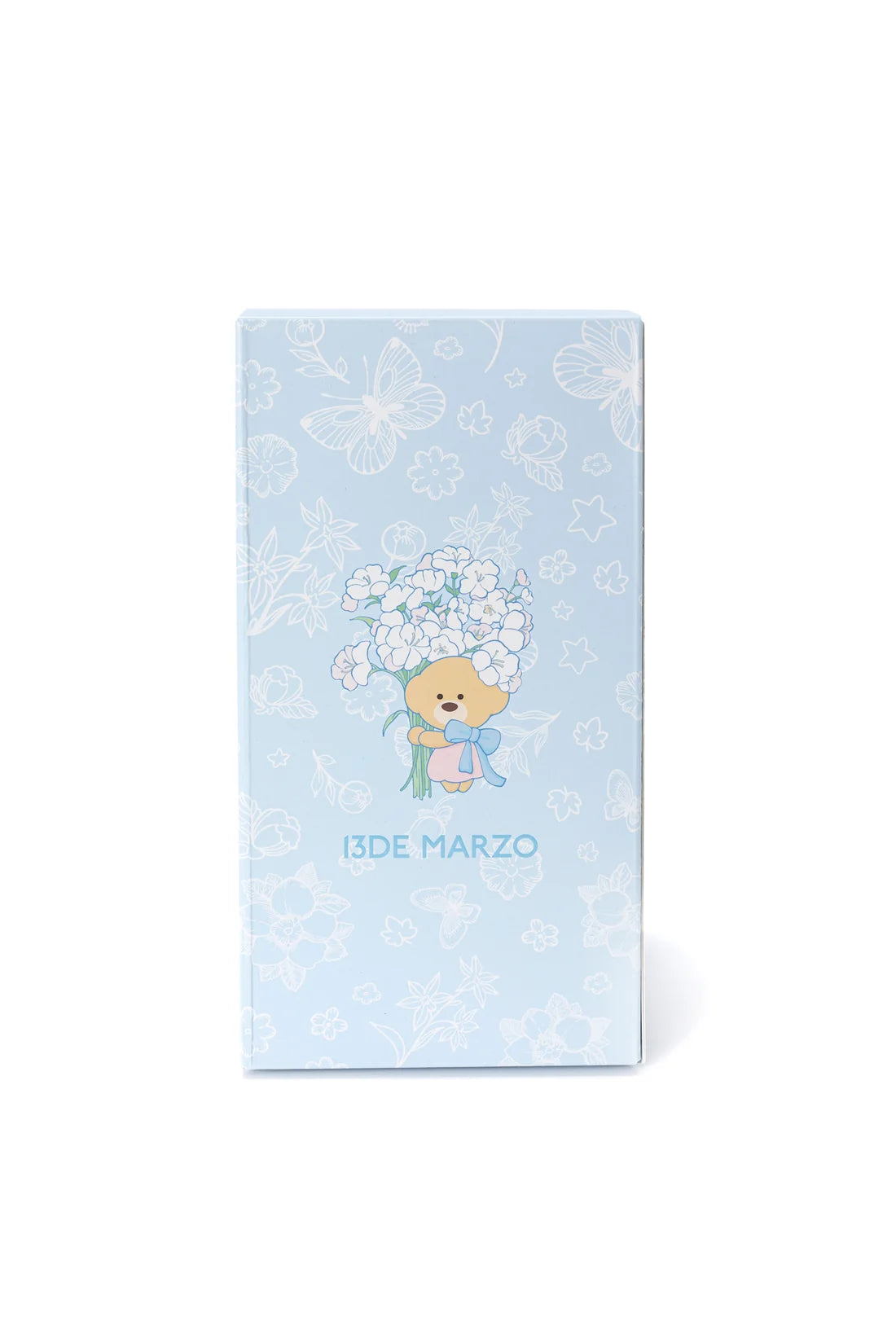 13DE MARZO Embossed Floral Bear Steel Cup White
