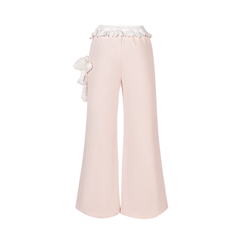13DE MARZO Lace Edge Sweatpants Pink