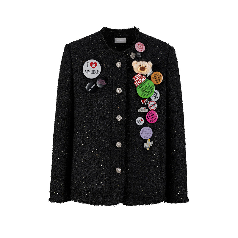 13DE MARZO Badge Vintage Chunky Wool Jacket