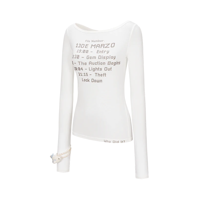 13DE MARZO Timeline Print Undershirt White
