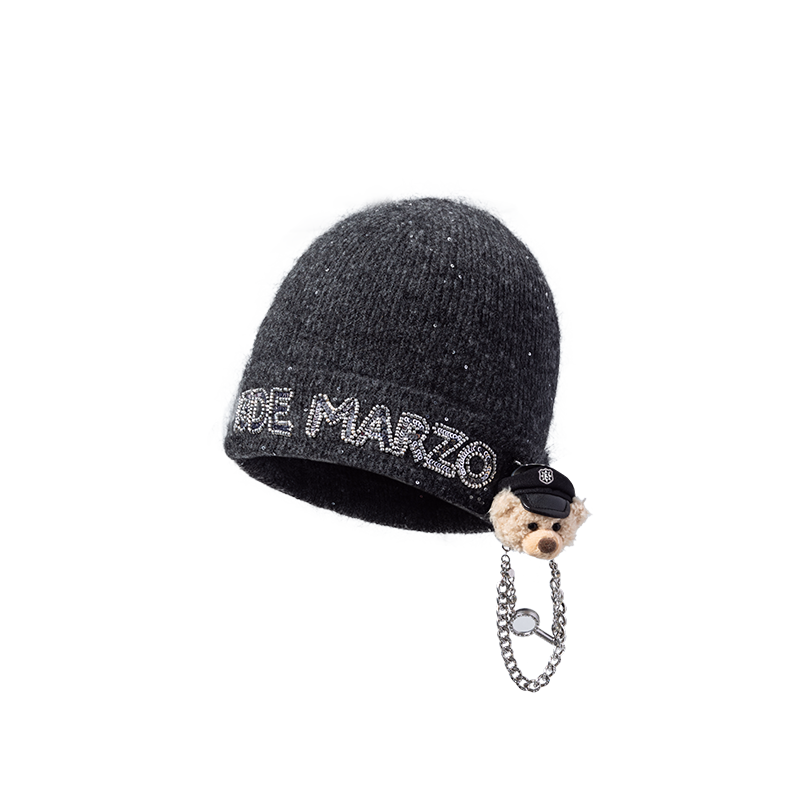 13DE MARZO Bear Sparkle Beanie Dark Grey