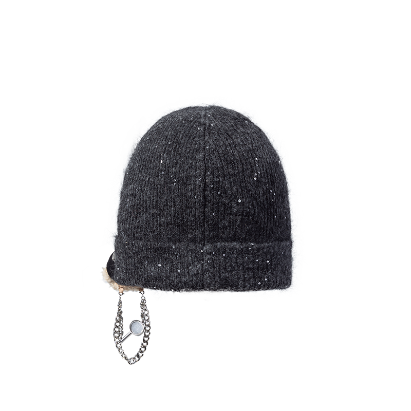 13DE MARZO Bear Sparkle Beanie Dark Grey