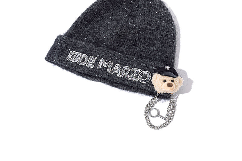 13DE MARZO Bear Sparkle Beanie Dark Grey