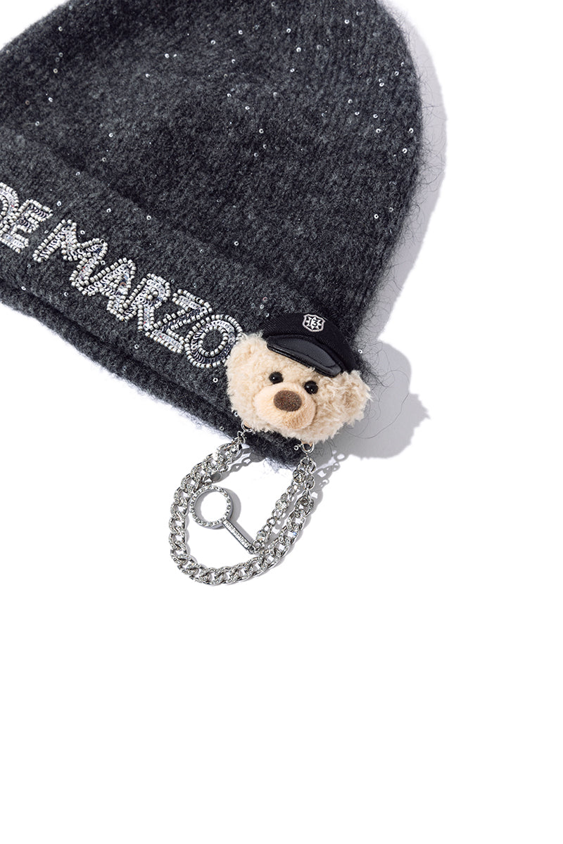 13DE MARZO Bear Sparkle Beanie Dark Grey