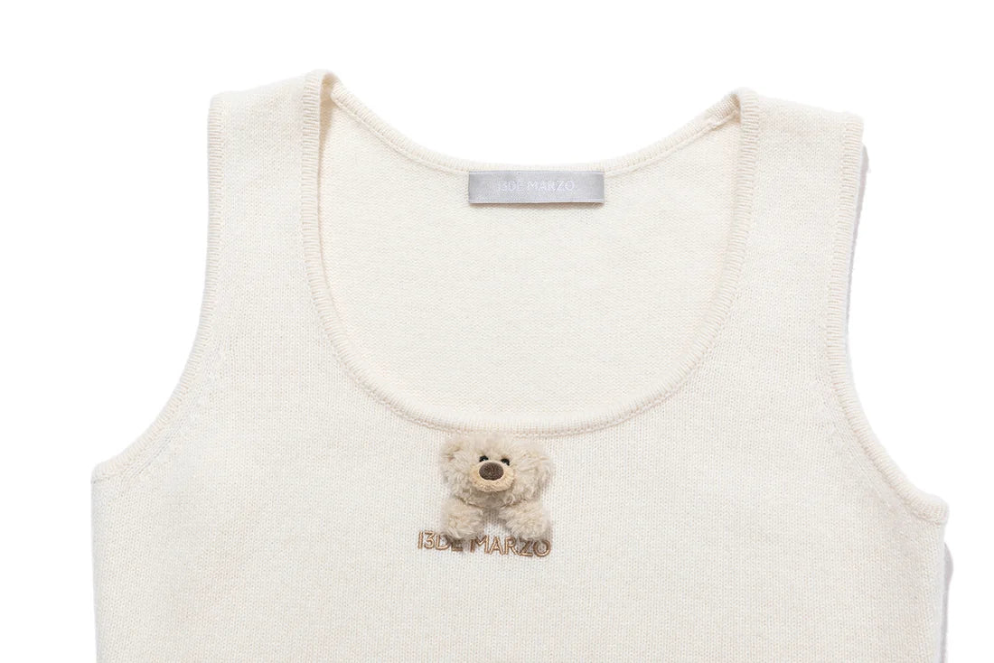 13DE MARZO Doozoo Knit Vest Beige