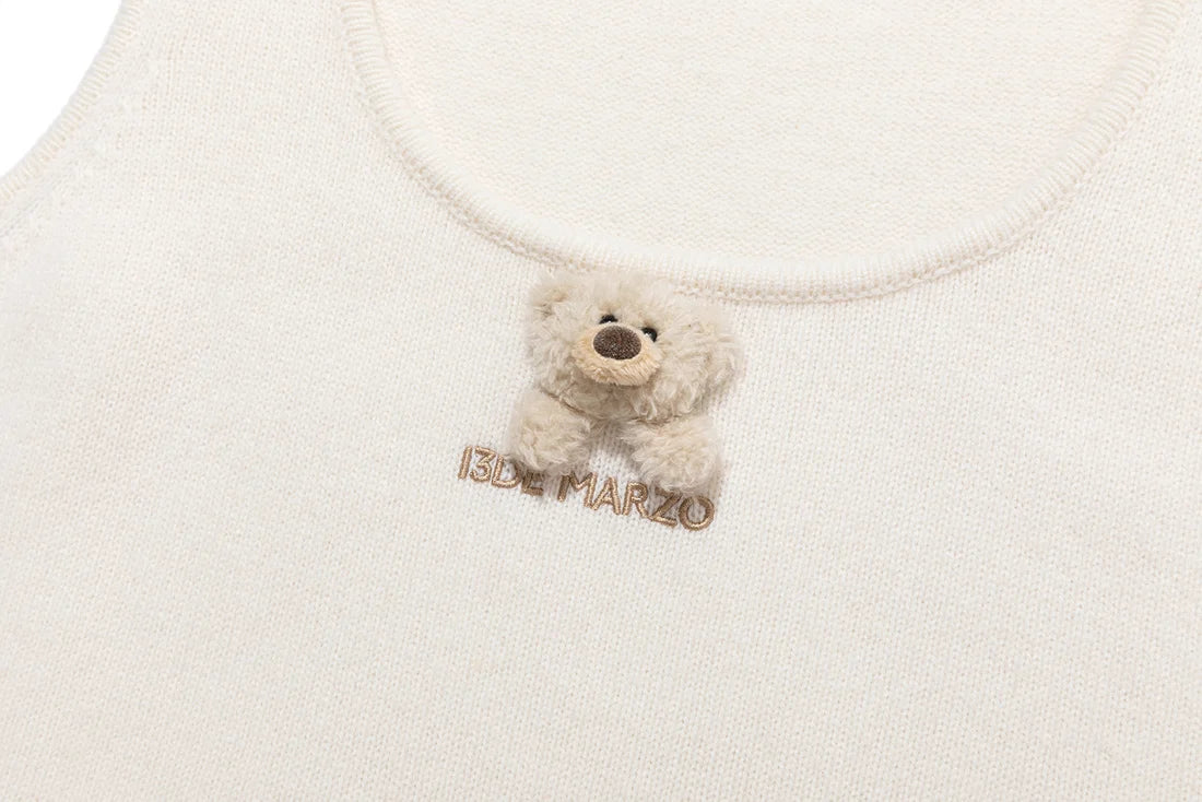 13DE MARZO Doozoo Knit Vest Beige
