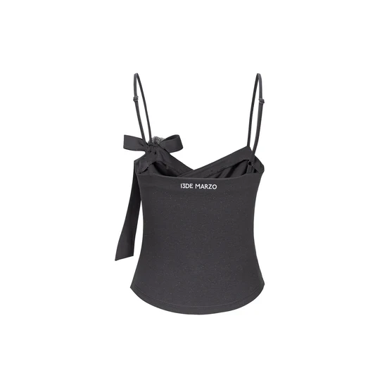 13DE MARZO Bear Shimmer Bow Camisole Grey