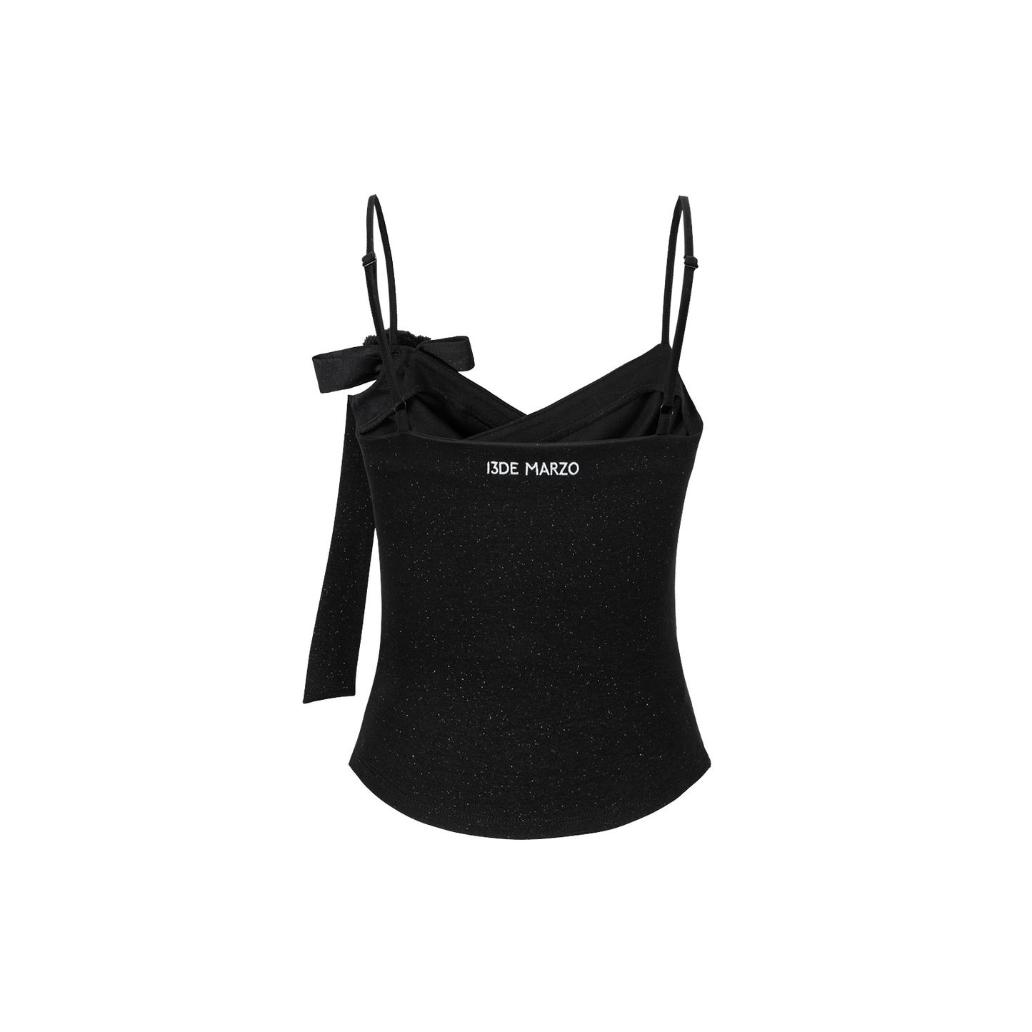 13DE MARZO Bear Shimmer Bow Camisole Black