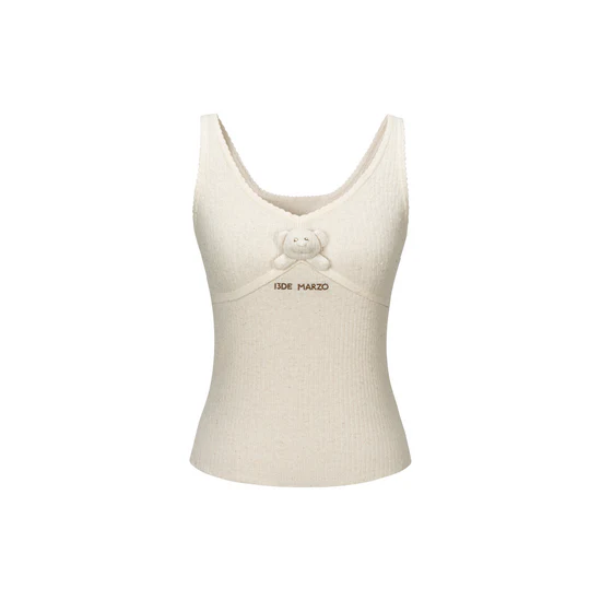 13DE MARZO Mini Bear Sequin Camisole  Beige